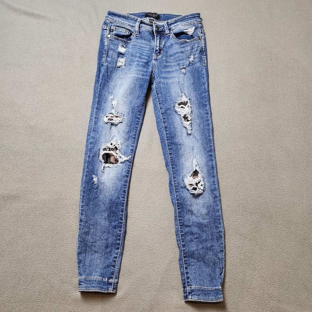 Judy Blue Jeans Women Janette Camo Skinny Fit Stretch Patch Size 7/28 JB82109MD